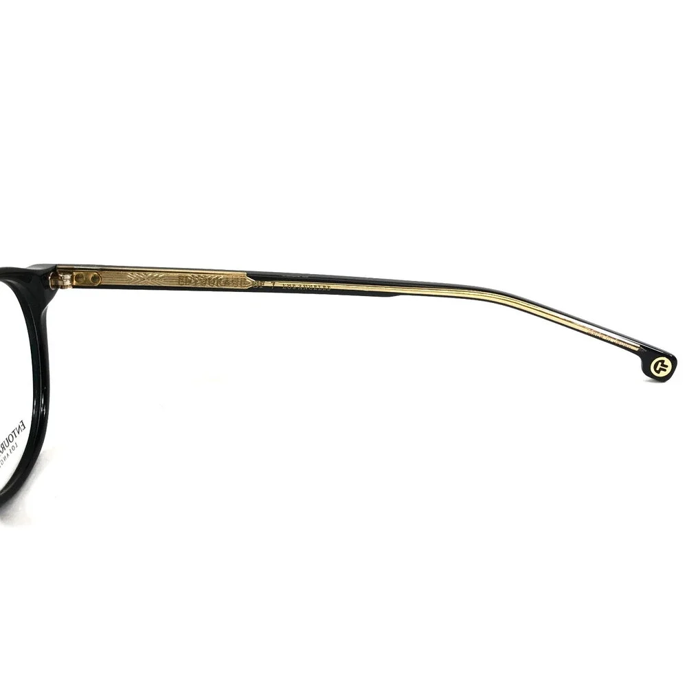 Entourage of 7 Eyeglasses Frames Grady Shiny Black Gold Round Full Rim 48-23-147